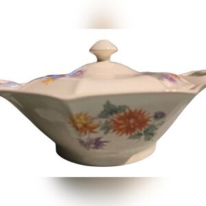 antique  octagon Covered  8"Vegetable Bowl from the Atlas Globe China Co